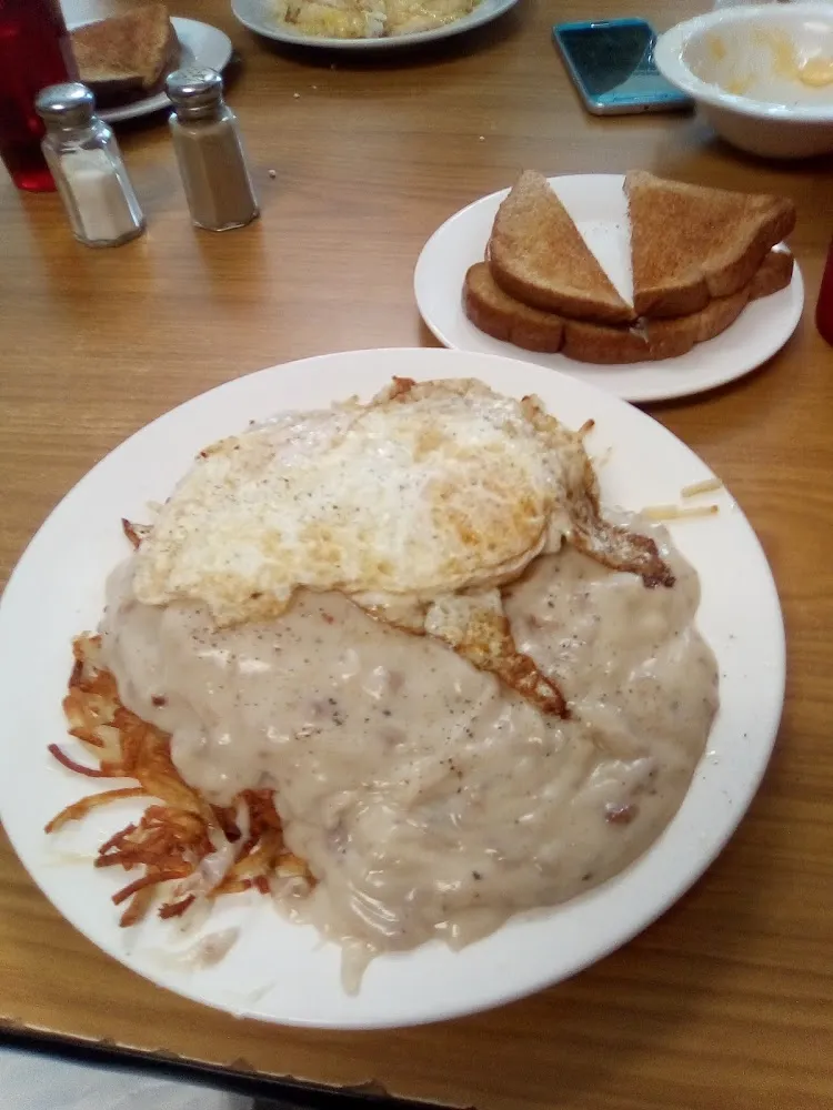 Two Biscuits and Gravy Juice and Coffee